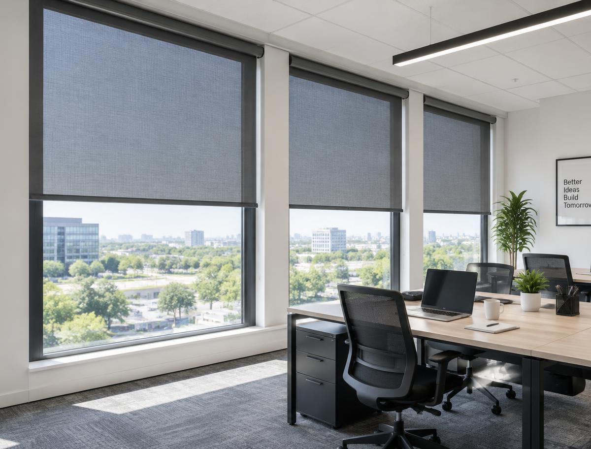 Office windows with insect screens